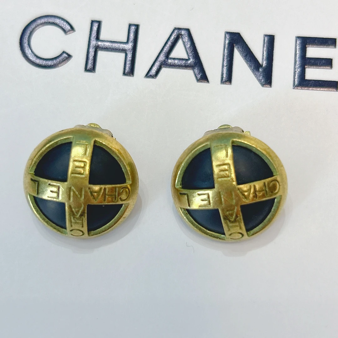 95新 Chanel/香奈儿 Chanel vintage香奈儿中古黑金耳夹
