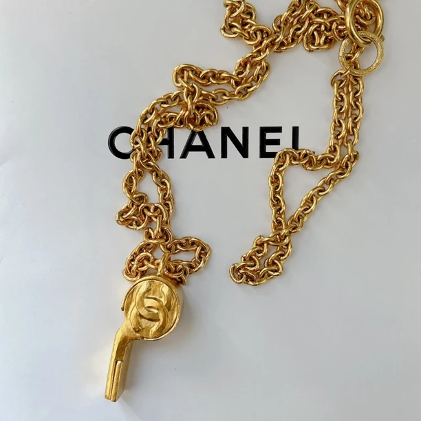 95新 Chanel/香奈儿 Chanel vintage香奈儿中古素金口哨项链