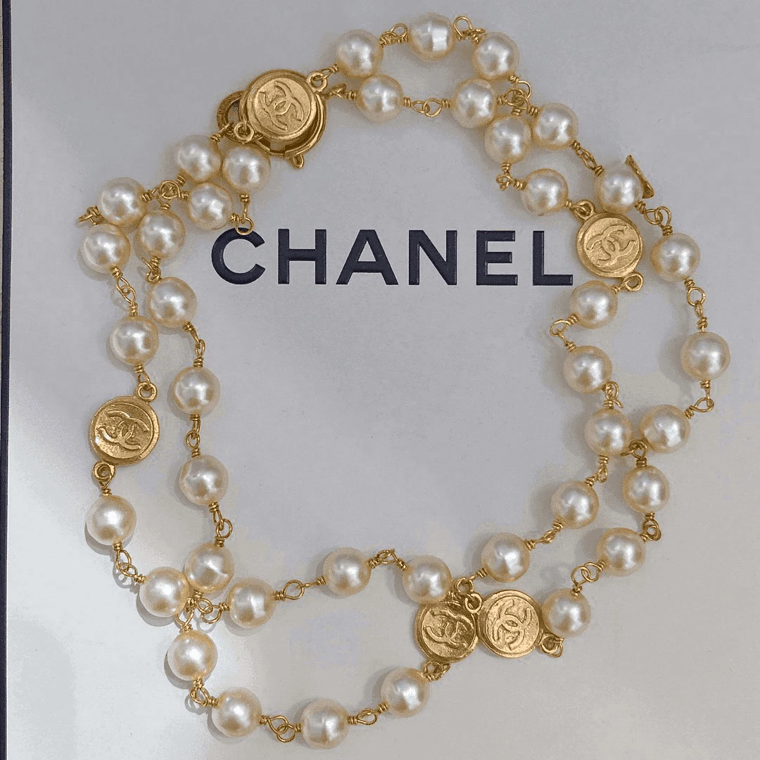 95新 Chanel/香奈儿 Chanel vintage香奈儿中古金币珍珠项链
