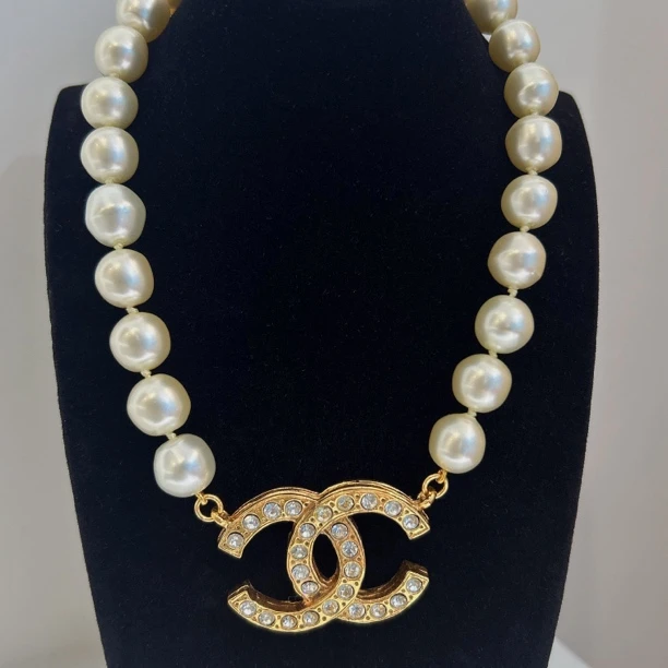95新 Chanel/香奈儿 Chanel vintage香奈儿中古双c珍珠项链