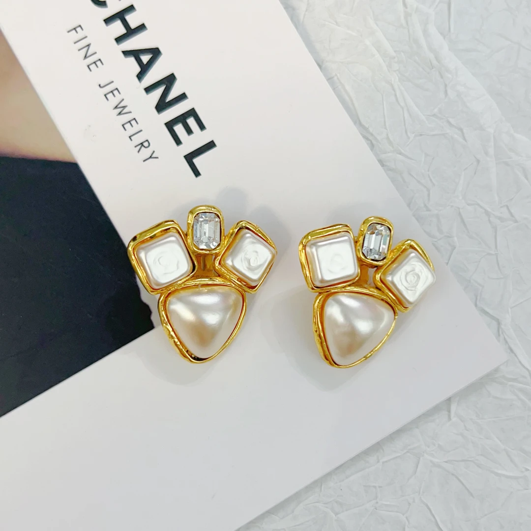 95新 Chanel/香奈儿 Chanel vintage香奈儿中古猫爪珍珠耳夹