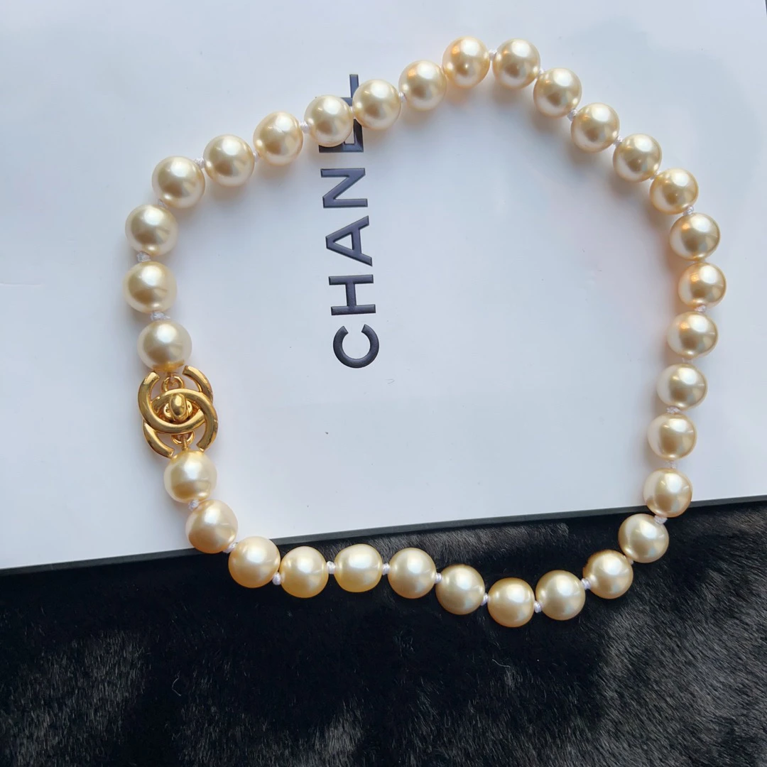 95新 Chanel/香奈儿 Chanel vintage香奈儿书包扣珍珠项链