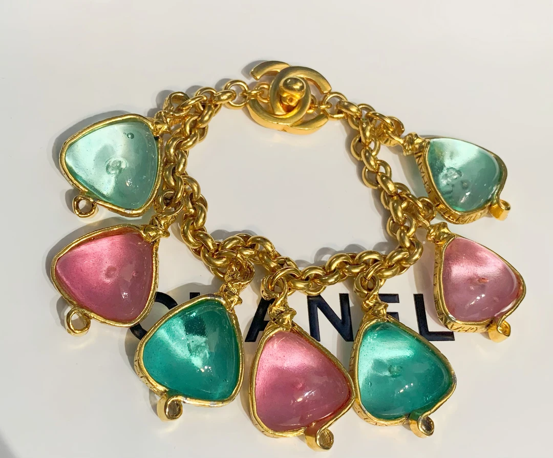 95新 Chanel/香奈儿 Chanel vintage香奈儿中古书包扣马卡龙手链