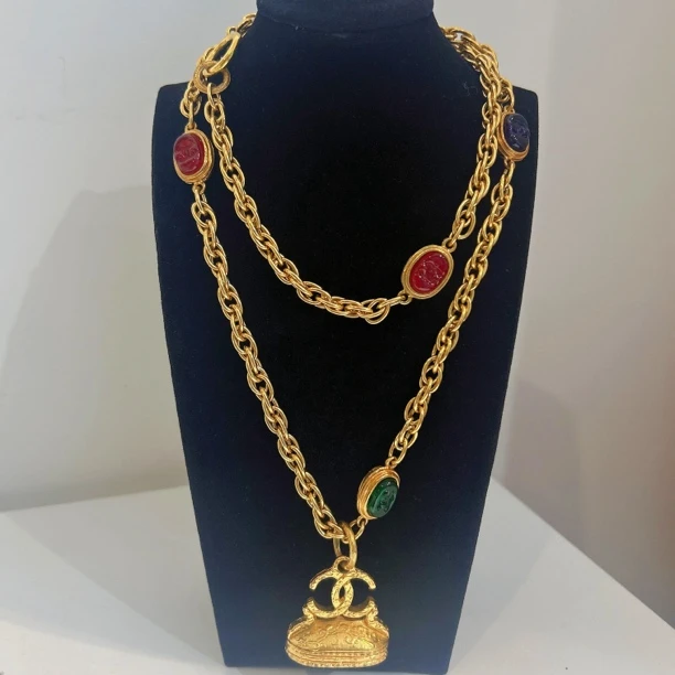 95新 Chanel/香奈儿 Chanel 香奈儿中古印章琉璃项链（拆单链接）