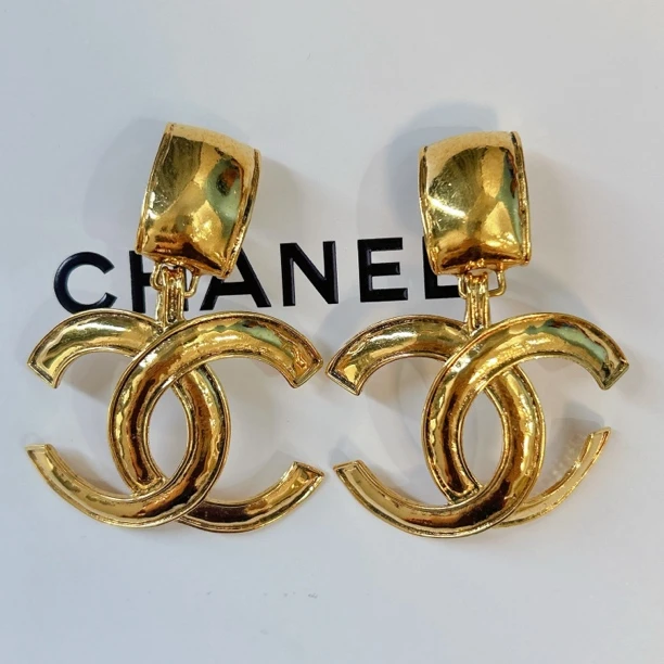 95新 Chanel/香奈儿 Chanel vintage香奈儿中古吊坠双c耳夹
