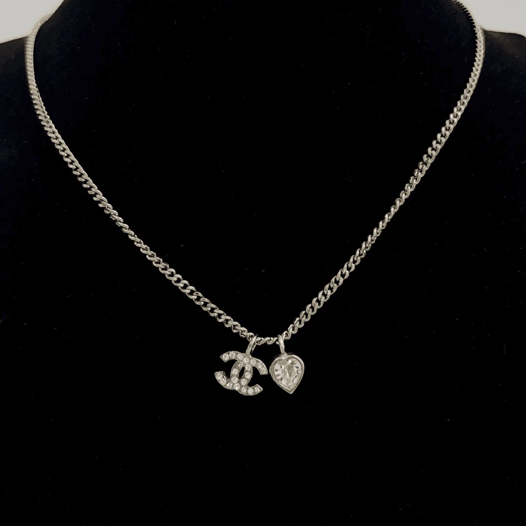 95新 Chanel/香奈儿 Chanel vintage香奈儿中古银色锁骨链