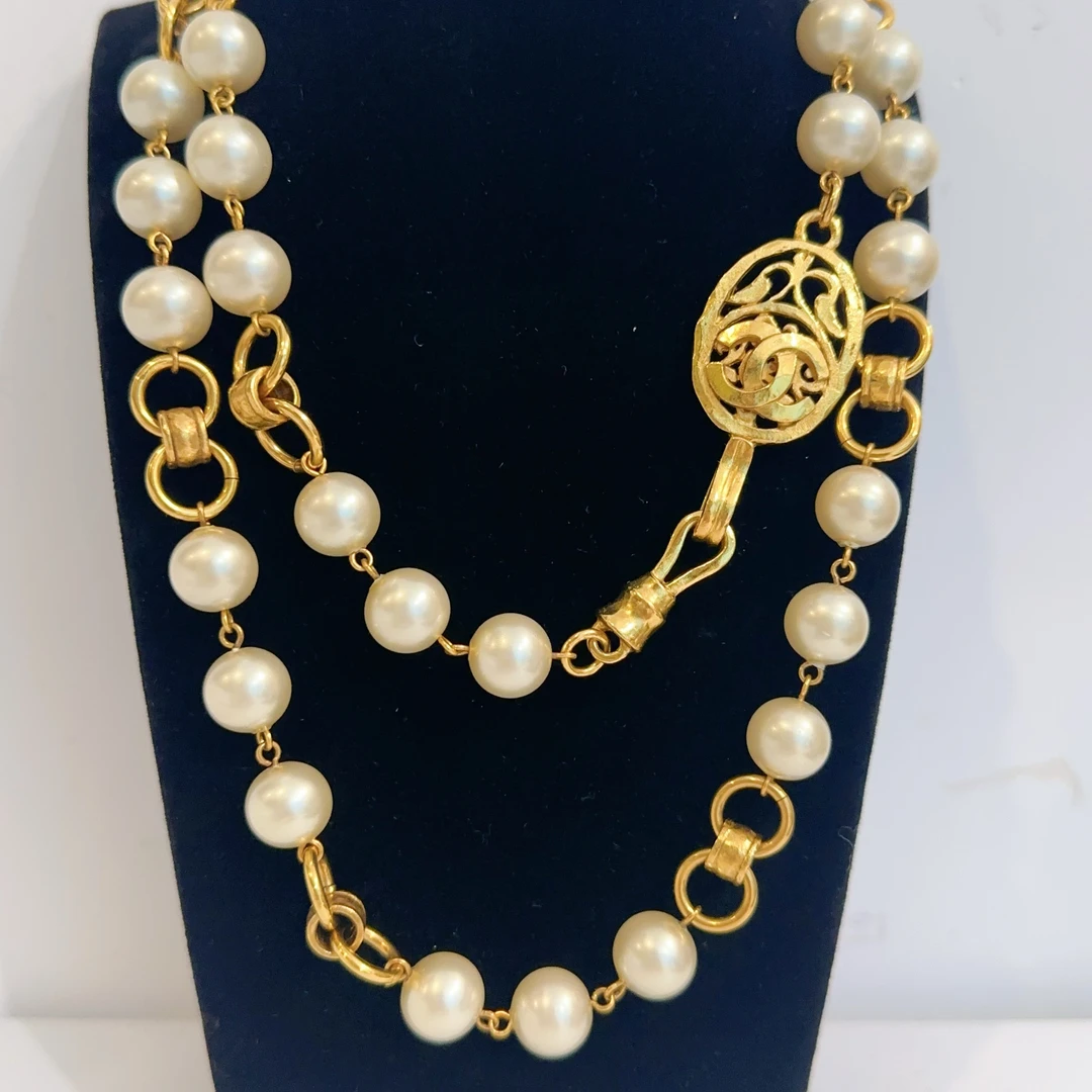 95新 Chanel/香奈儿 Chanel vintage香奈儿中古捕梦网珍珠项链