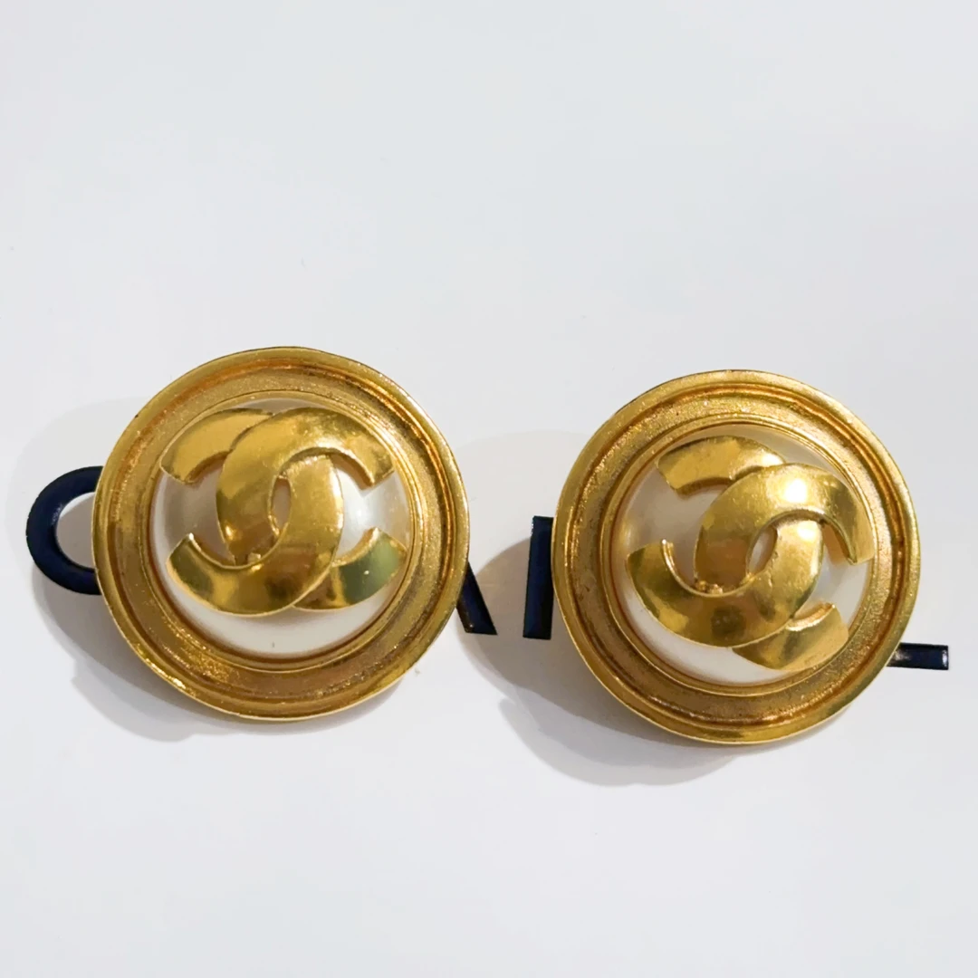 95新 Chanel/香奈儿 Chanel vintage香奈儿中古双c珍珠耳夹