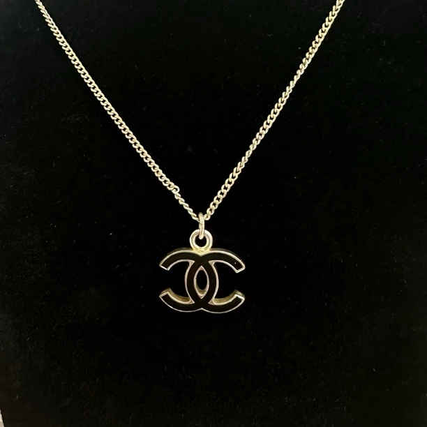 95新 Chanel/香奈儿 Chanel vintage香奈儿中古黑银珐琅双c锁骨链