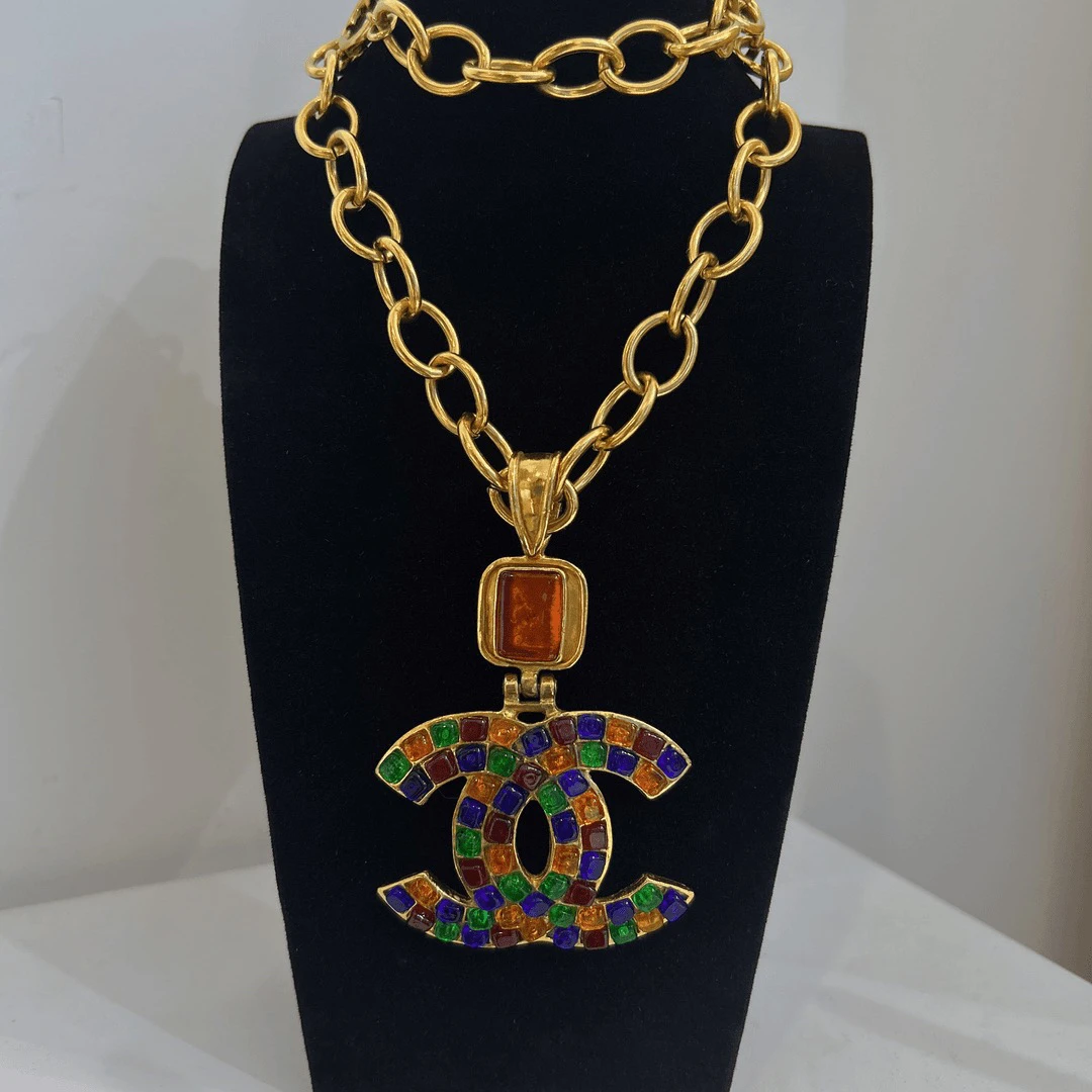 95新 Chanel/香奈儿 Chanel vintage香奈儿中古马赛克琉璃项链