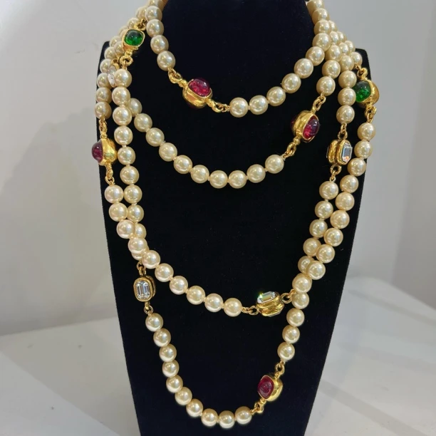 95新 Chanel/香奈儿 Chanel vintage香奈儿中古琉璃珍珠项链