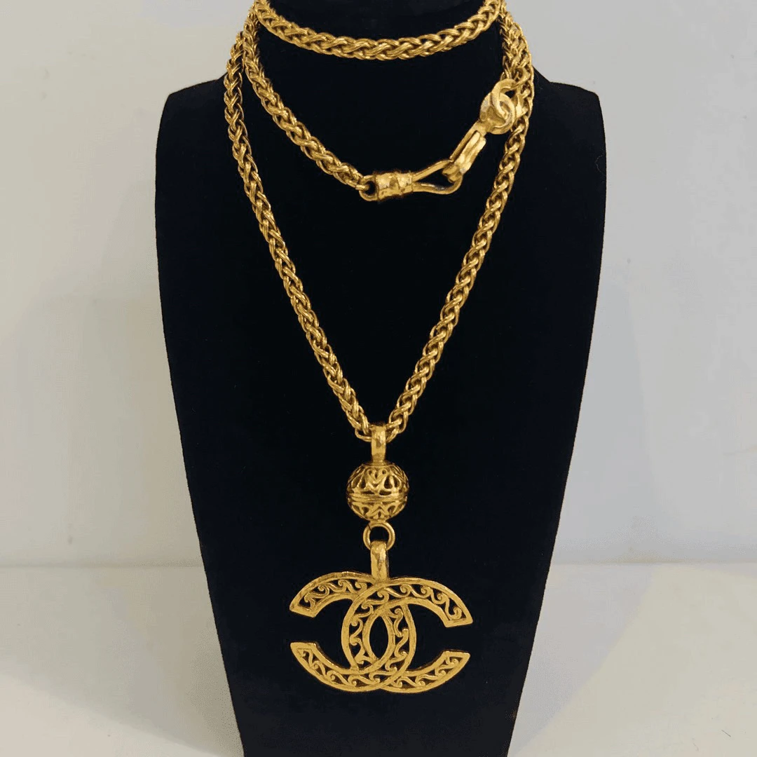 95新 Chanel/香奈儿 Chanel vintage香奈儿中古捕梦网金球项链