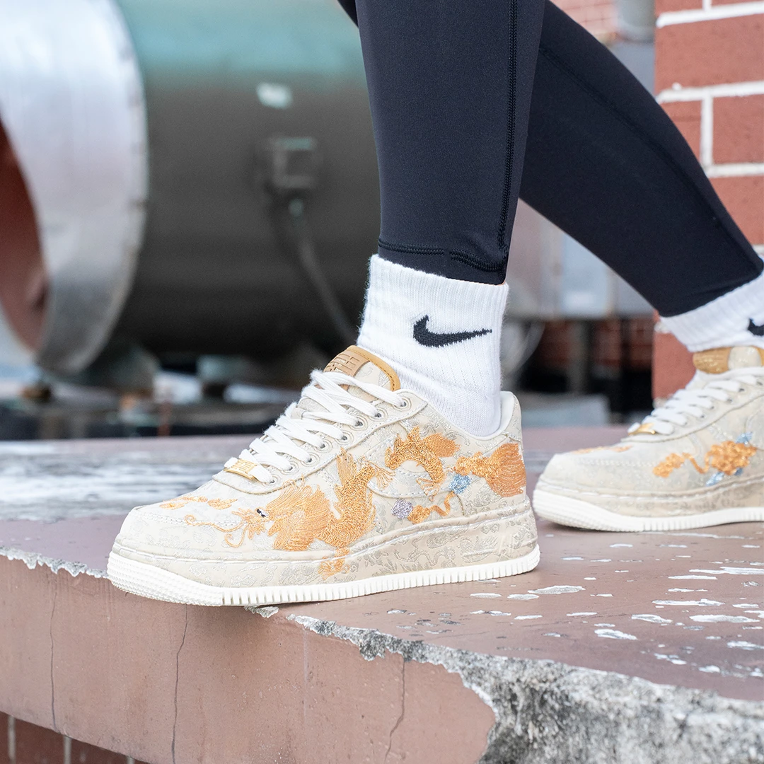 【巨星定制球鞋】Nike Air Force 1 Low囍 龙凤呈祥金黄色情侣同款
