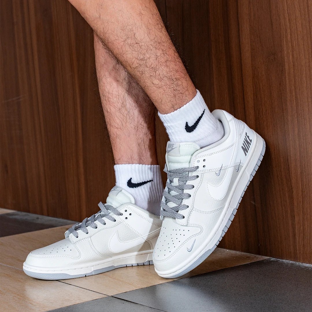 【巨星定制球鞋】NikeDunk Low三勾米白灰休闲情侣潮流百搭男女同款