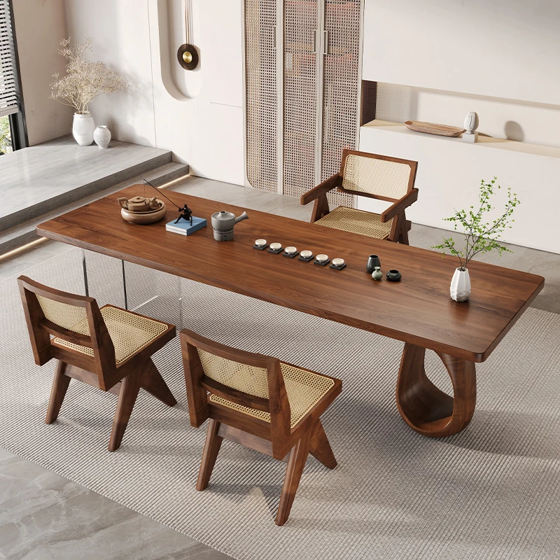 实木茶桌椅组合茶几餐桌两用客厅茶台轻奢现代高级感亚克力泡茶桌