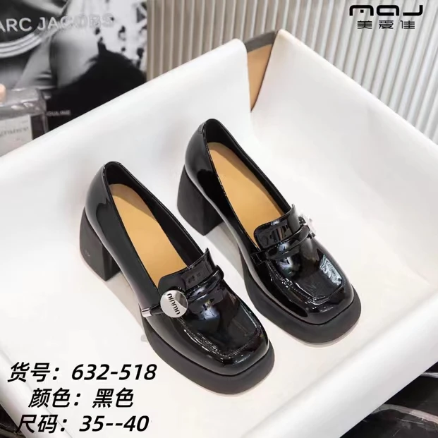 皮鞋时尚百搭黑色粗跟英伦风秋季气质舒适休闲夏季真皮软底春季