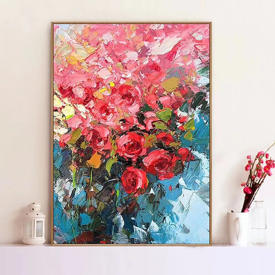 央美桥东-手绘油画《花卉》玄关画落地画-6030