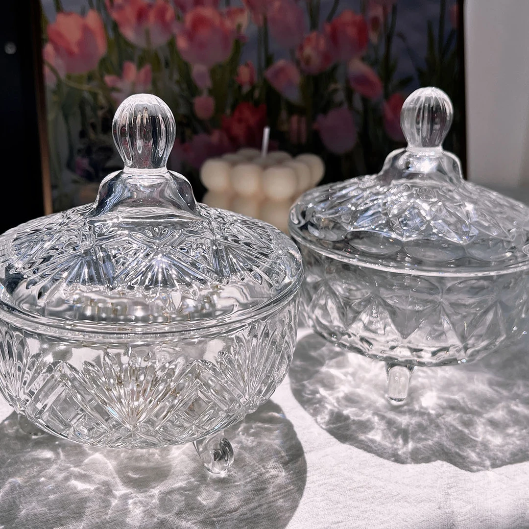 玻利比【9.9 2套】玻璃糖果罐玻璃罐烟灰缸饰品收纳罐茶叶罐储物罐