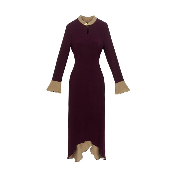 【金穗】秋冬新款复古气质修身收腰显瘦女装连衣裙-SW0497