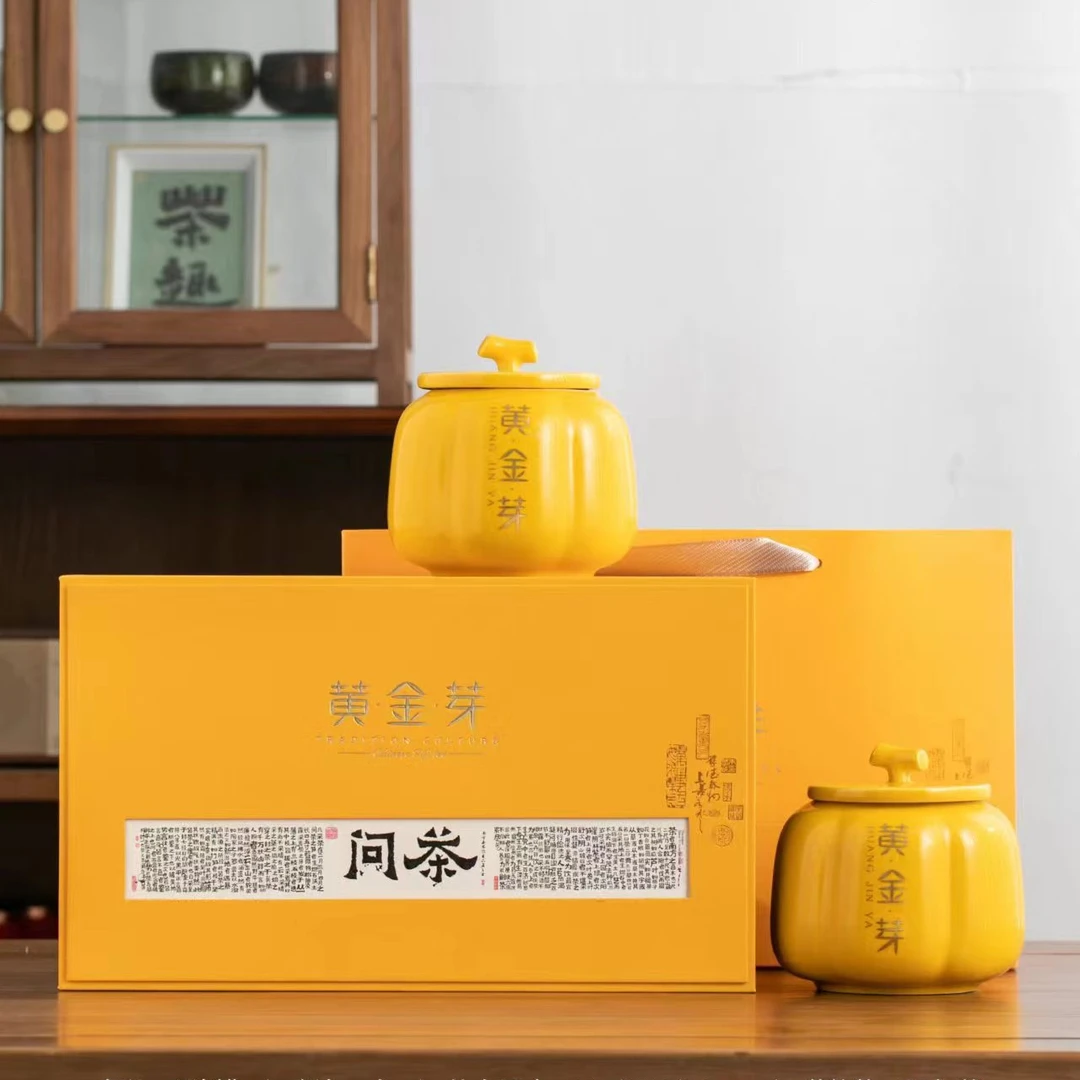 问茶 2024绿茶新茶 黄金芽 陶瓷罐茶叶礼盒装 一芽一叶-z-