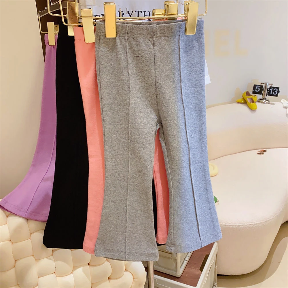 女童裤子2025春秋新款微喇小童儿童喇叭裤女宝宝小童糖果色外穿潮