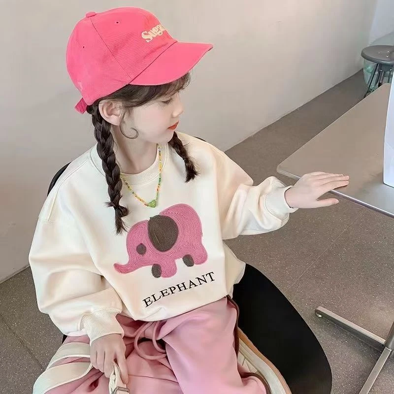 韩版女童卫衣儿童休闲长袖上衣春秋装2024新款中大童洋气上衣服潮