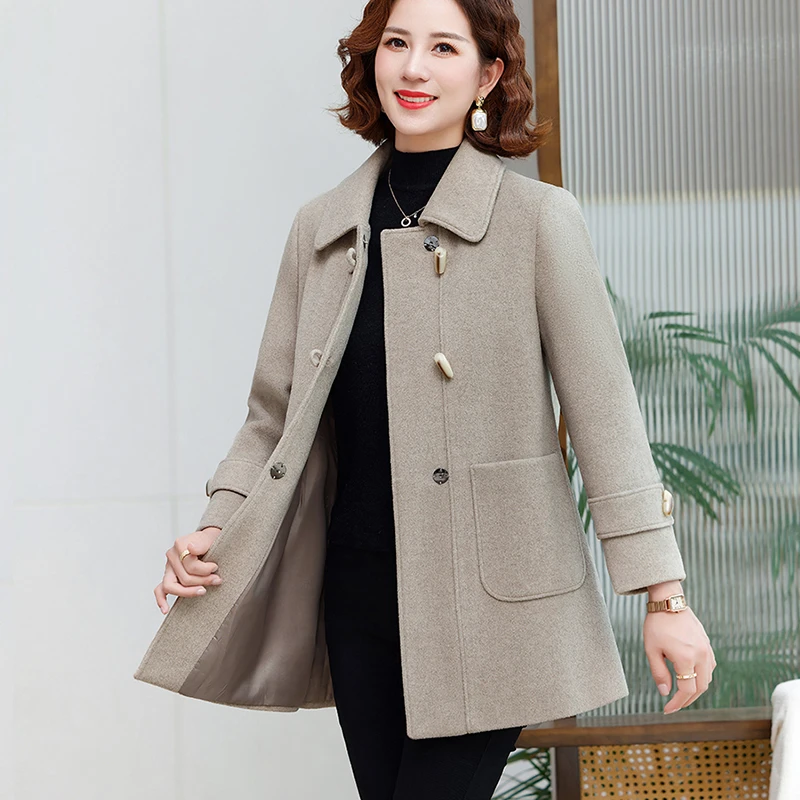 双面绒有里布妈妈装秋冬新款大衣中长款时尚气质中老年洋气外套潮