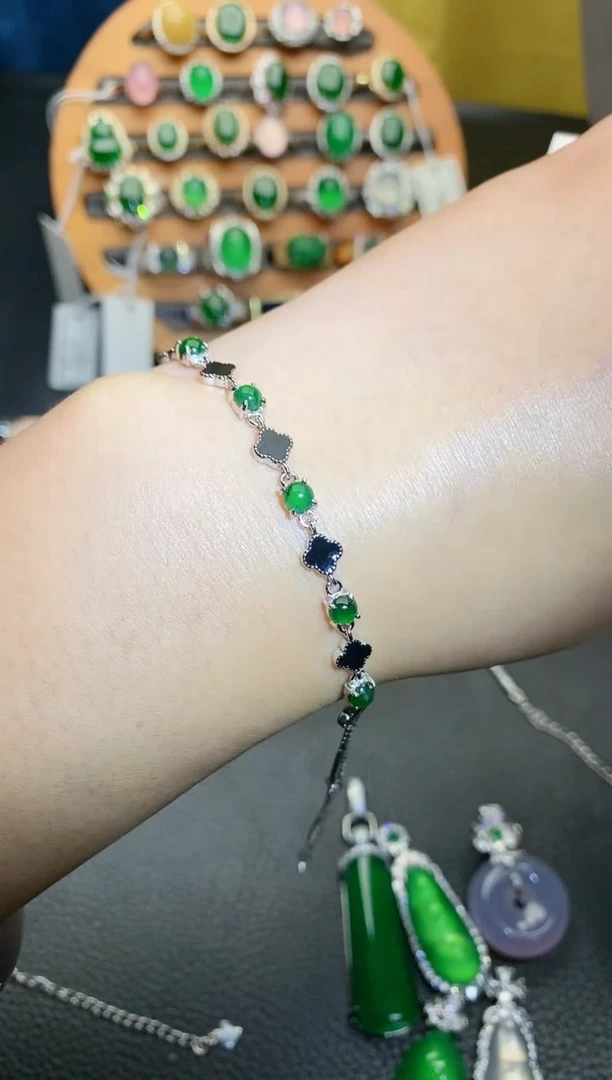 【闪购商品】翡翠手链银S925镶嵌1111111111