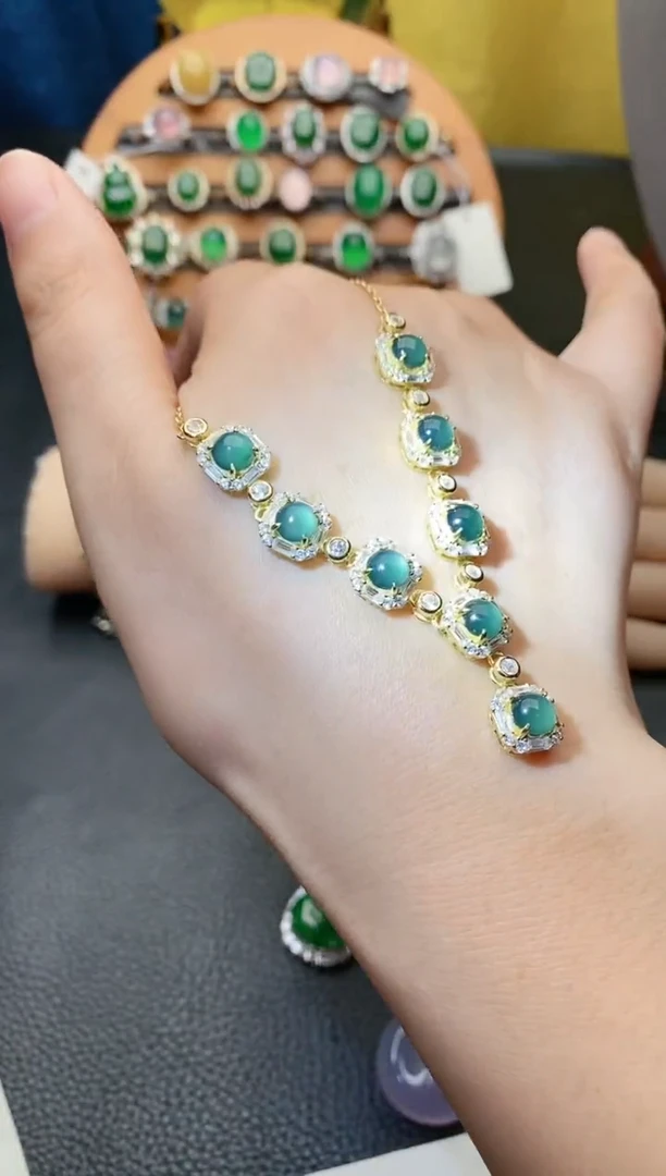 【闪购商品】翡翠手链银S925镶嵌11111111