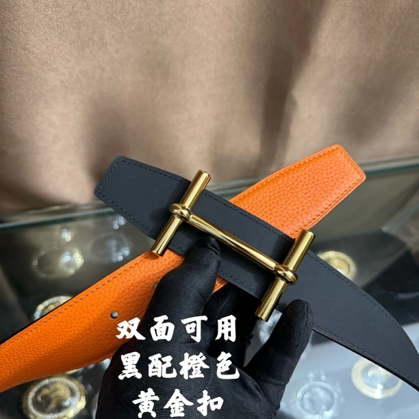 新款男女通用高档皮带休闲工字扣H扣牛皮腰带青中年商务情侣韩潮