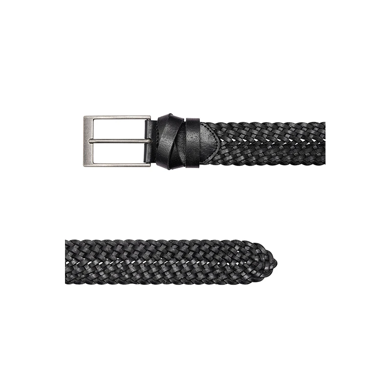 nound买手店Fax copy express黑色编织镂空带扣水牛皮腰带女百搭
