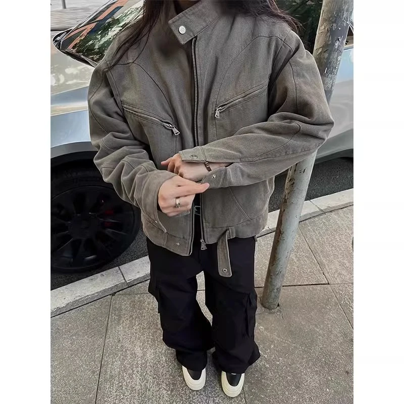 cleanfit解构风飞行员工装夹克男美式复古短款高级感立领痞帅外套