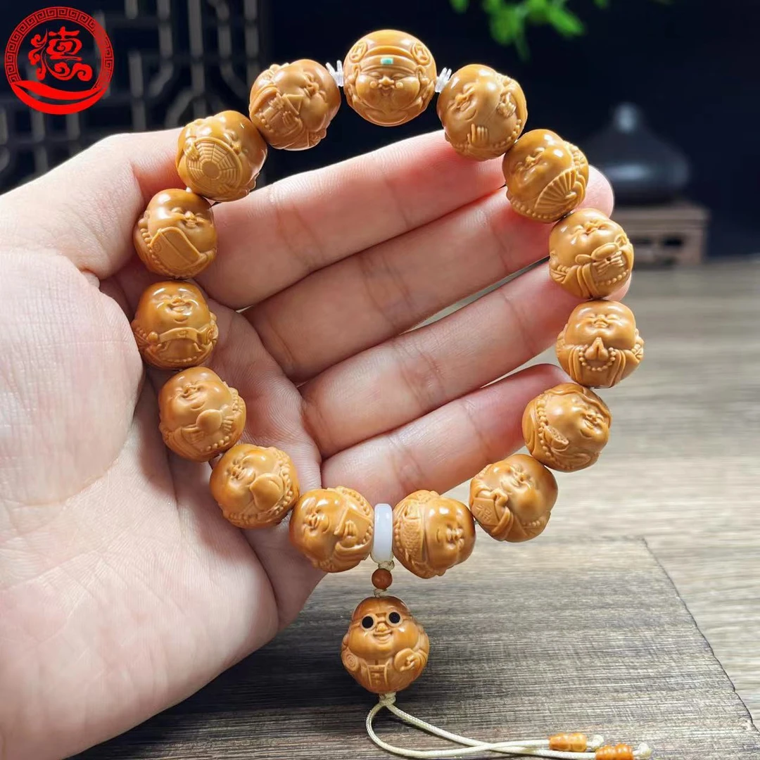 猴头核桃1.5大横竖发财镶嵌款文玩手串男女同款送礼物手工雕刻