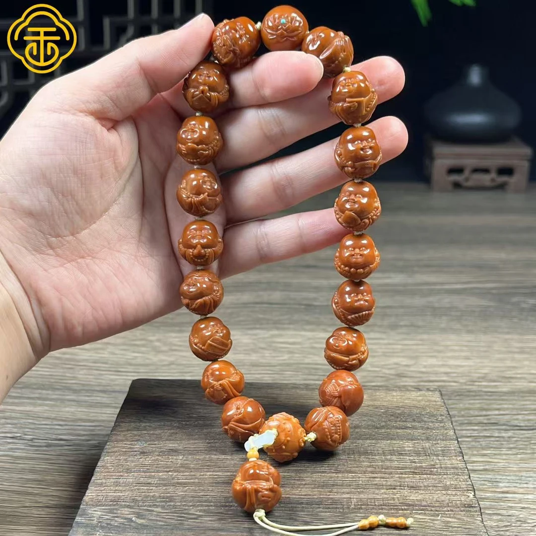 猴头核桃  玉化 1.5大可爱弥勒  镶嵌款 文玩手持