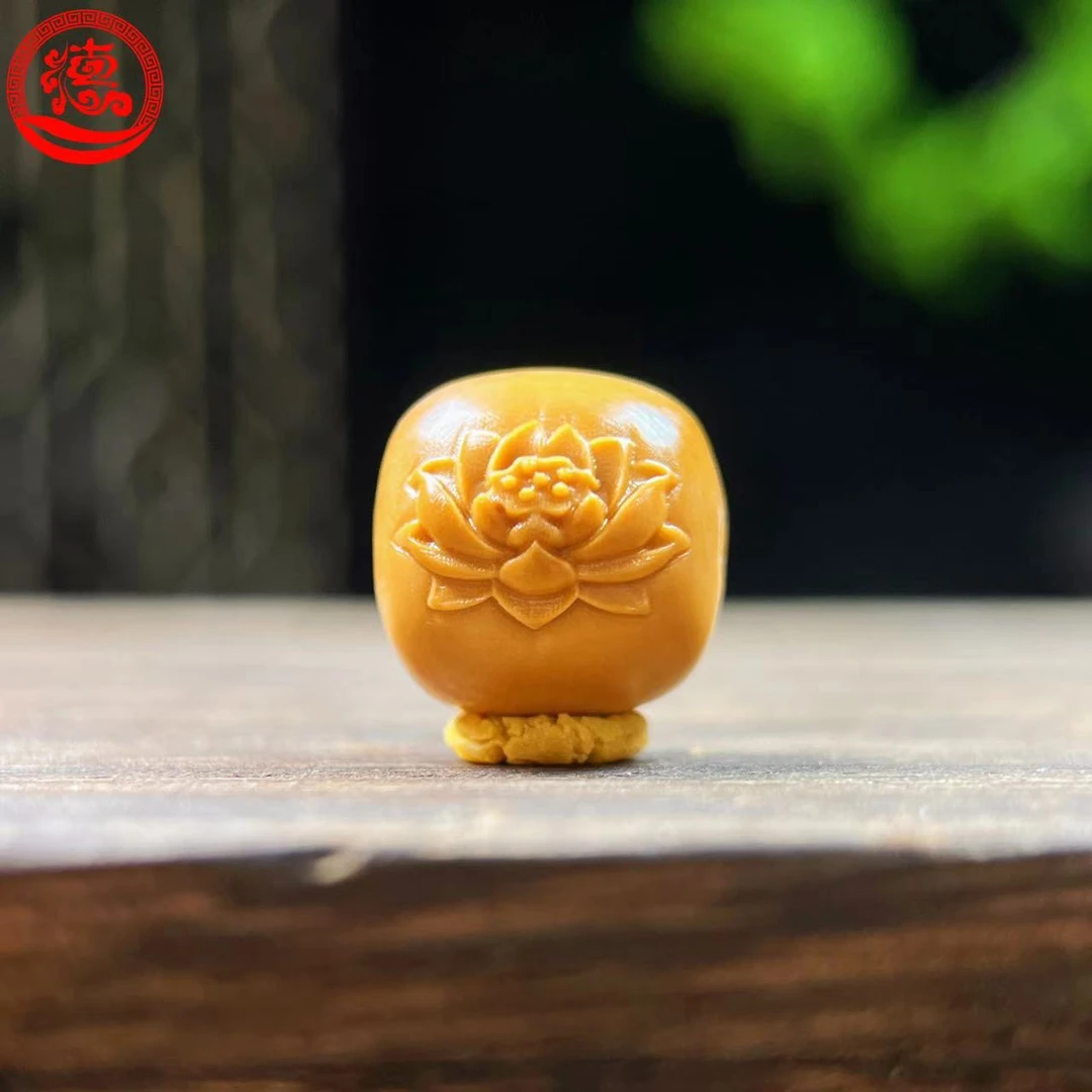 猴头核桃1.3浮雕桶珠莲花文玩单粒手工雕刻吊坠