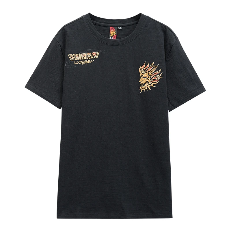 ONIARAI/鬼洗25新款大和魂器物武将短袖T恤男潮牌刺绣全棉B830143