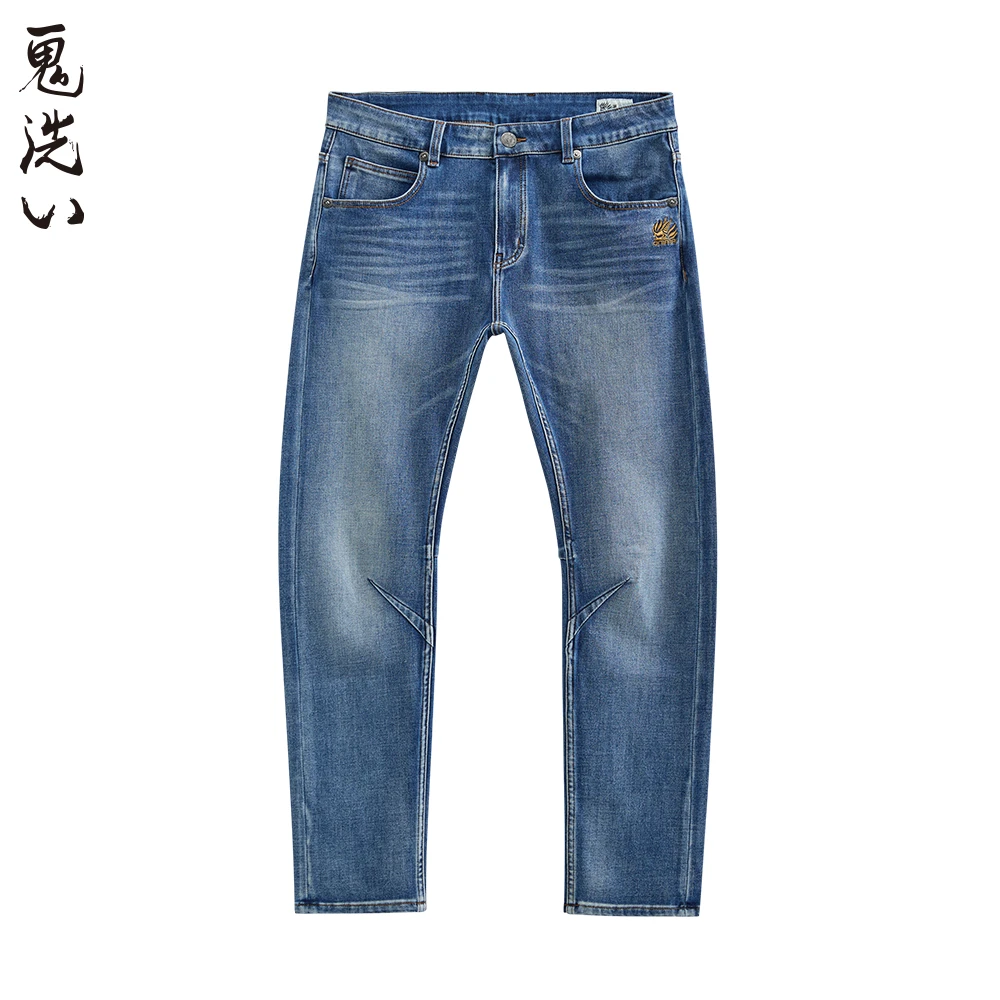 ONIARAI/鬼洗经典刺绣L0G0立体剪裁休闲男士高弹牛仔裤 24B3405