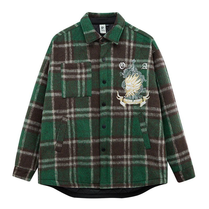 ONIARAI/鬼洗龙图腾毛巾绣衬衫式宽松休闲棉服外套时尚B340172