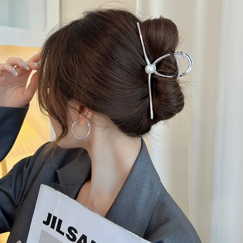 合金发饰气质抓夹高级感后脑勺鲨鱼夹发量多特大号盘发夹子百搭女
