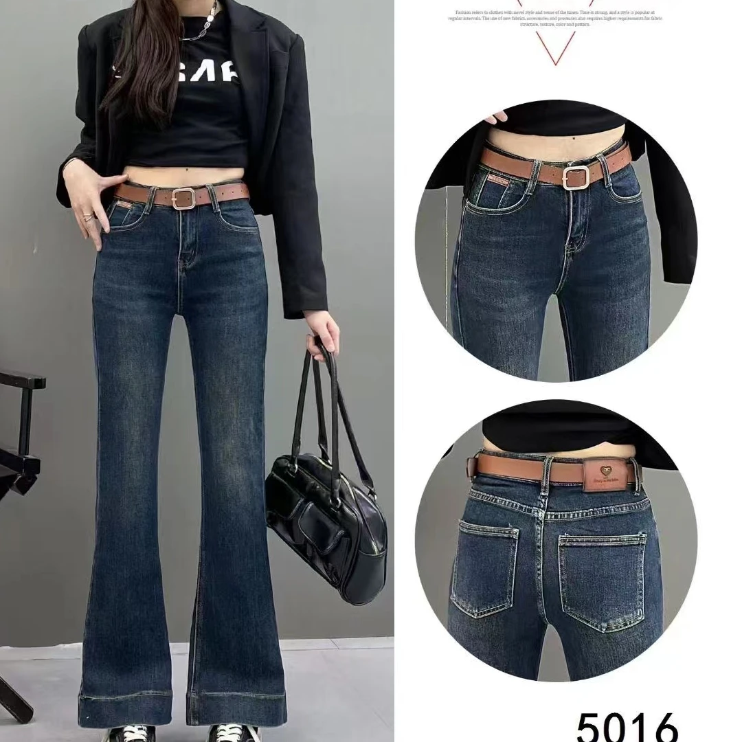 新款喇叭裤水泥灰显瘦百搭修身