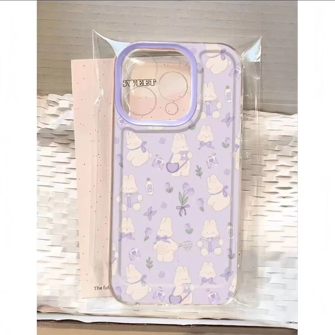 紫底兔子适用苹果13手机壳iphone16pro/15/14/12小米vivo华为oppo