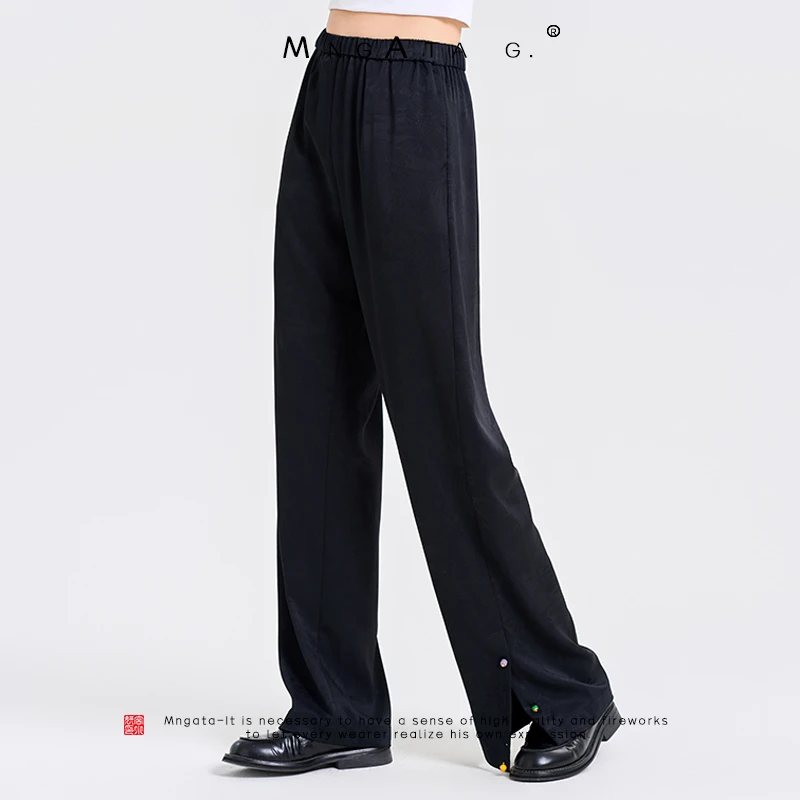 MNGATA G.宫小妍 【彩扣裤】夏日新中式中国风醋酸提花裤子24011719