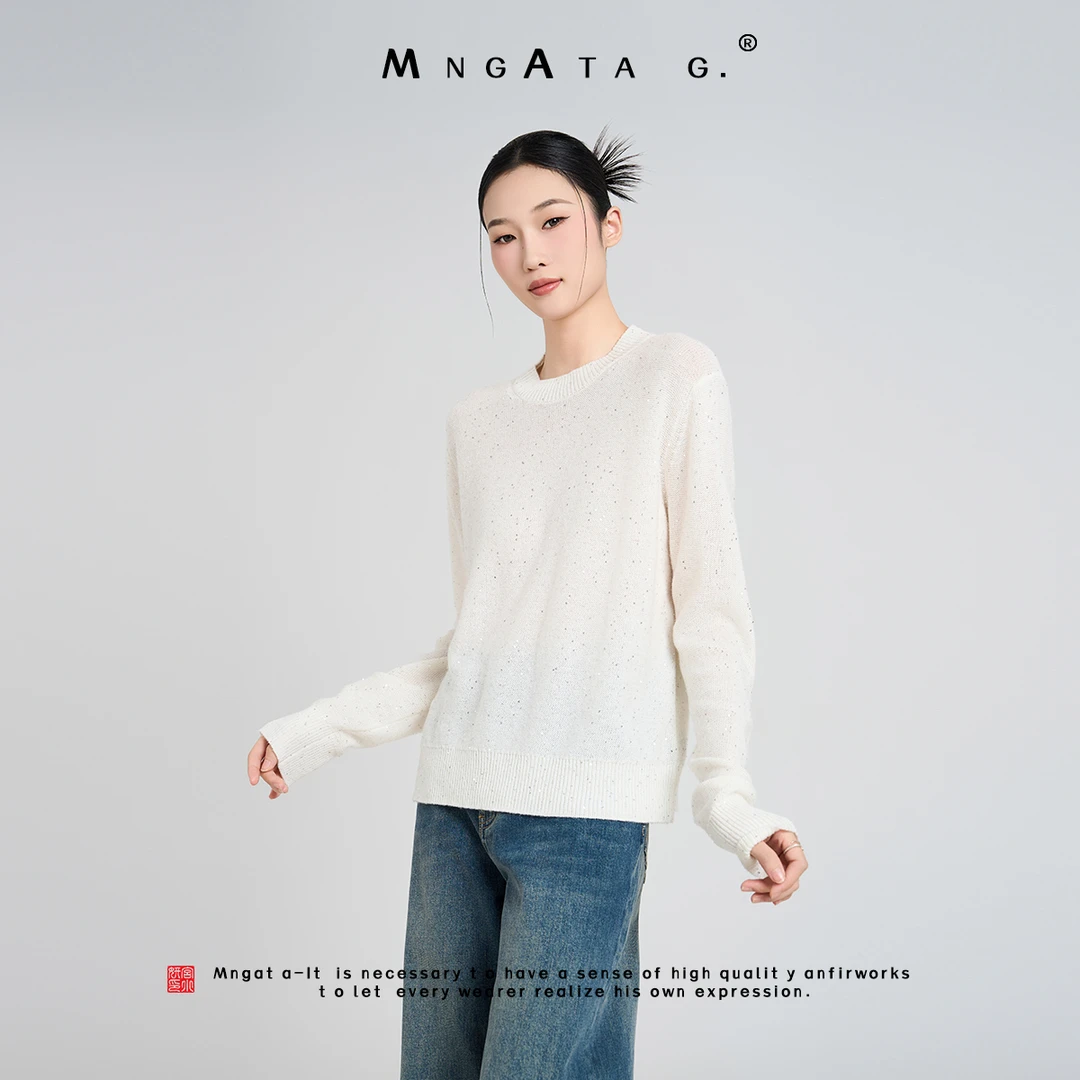 MNGATA G.宫小妍【亮片毛衣】绵羊毛新中式国风亮片秋冬上衣X280229