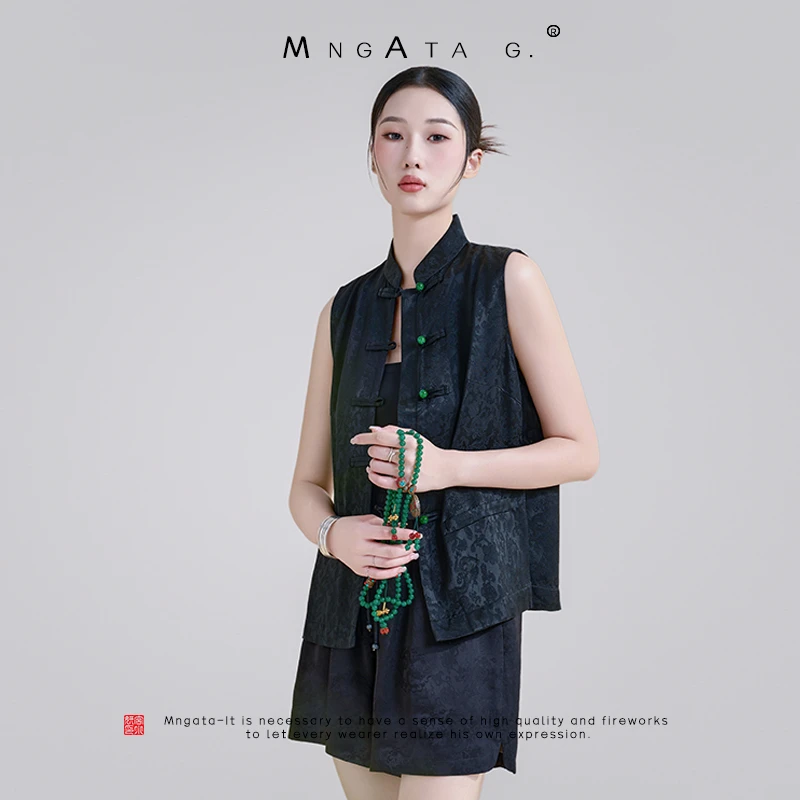 MNGATA G.宫小妍 【绿扣】夏日新中式中国风清凉坎肩马甲4X052908