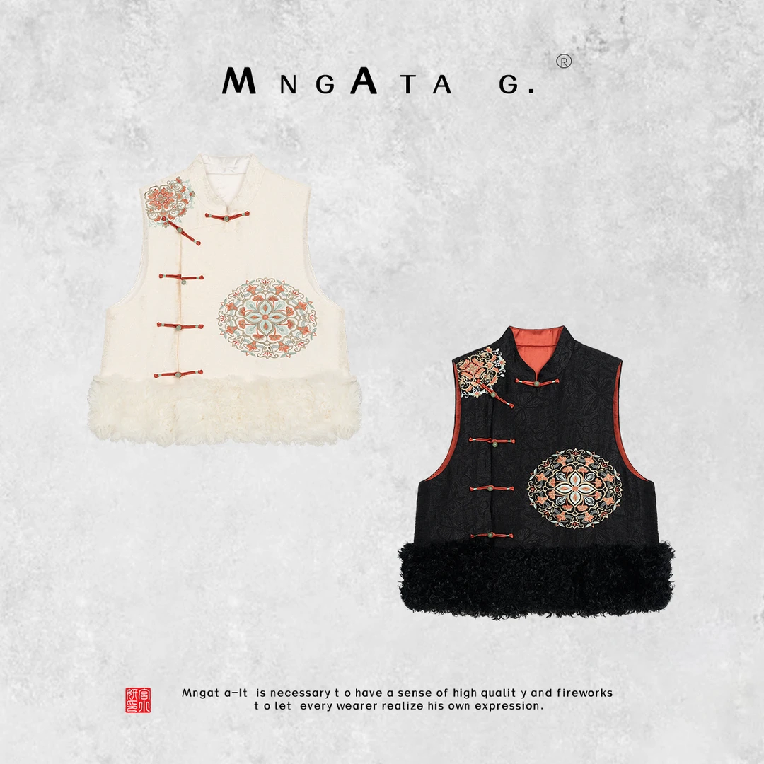 MNGATA G.宫小妍【大唐之花】秋冬新中式中国风拼羊毛马甲4092498