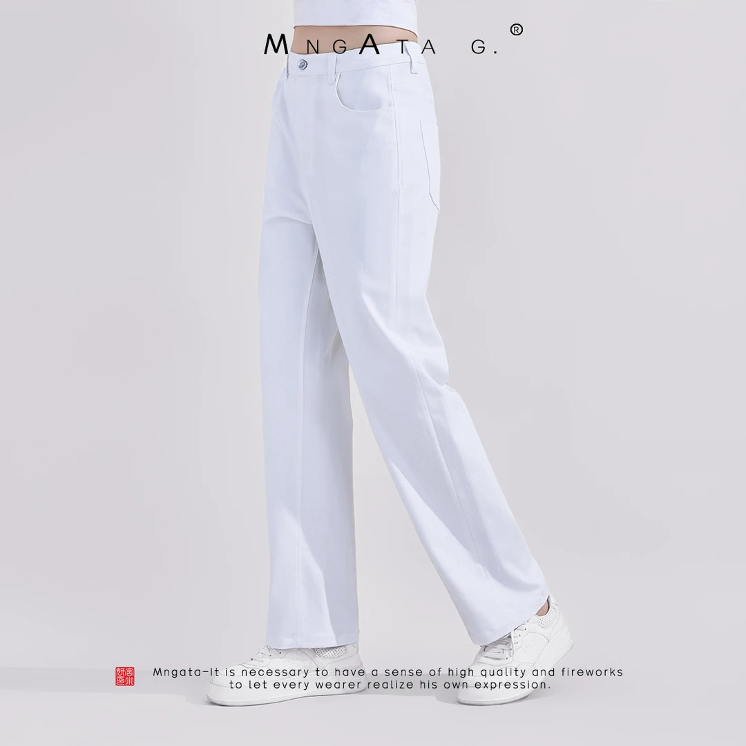 MNGATA G.宫小妍 【白牛】夏日新中式穿搭中国风薄款裤子4052710