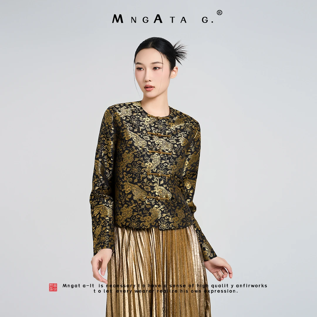 MNGATA G.宫小妍【上久楷·四方狮子纹】桑蚕丝中式外套秋冬40101799