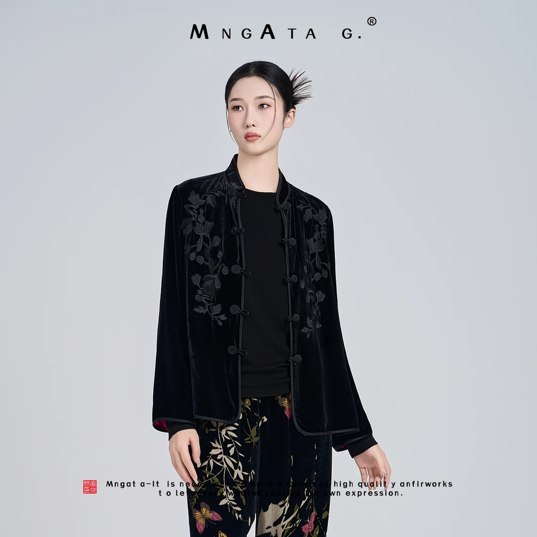 MNGATA G.宫小妍【不及依人】早秋新中式中国风桑蚕丝短外套4080499