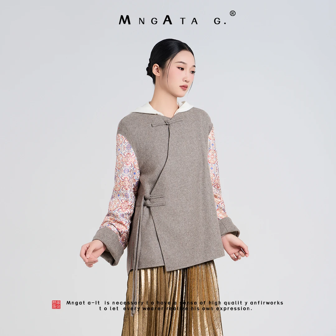MNGATA G.宫小妍【锦尘花满】早秋新中式国风羊毛桑蚕丝上衣4062146
