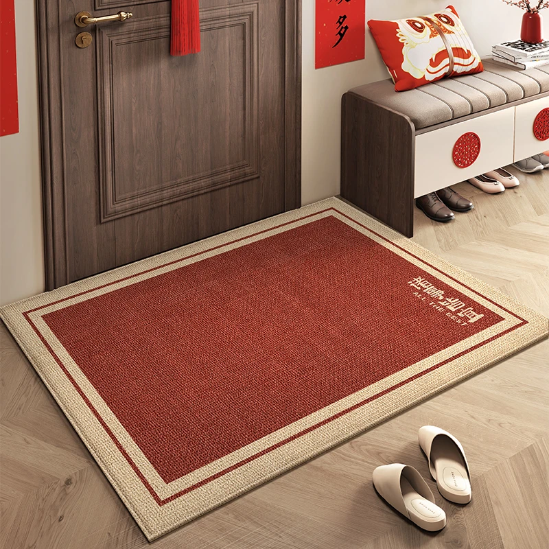 红色喜庆入户门地垫防滑耐脏玄关脚垫家用可剪裁入户门垫家用垫子